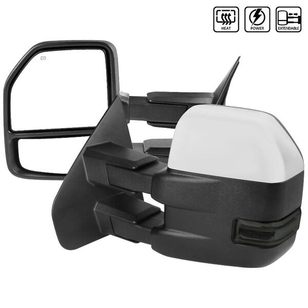 Spec-D Tuning 07-14 Ford F150 Towng Mirrors Chrome- Smoke Signal- Power Heated RMX-F15007F4GH-P-FS - main